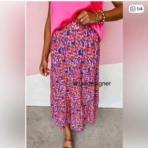 Skies are Blue // floral poppy midi skirt